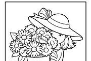 Little girl wearing a wide brimmed sun hat, carrying a large pot, an Illustration by Studio ANNA (Thumbnail 2 of 2)