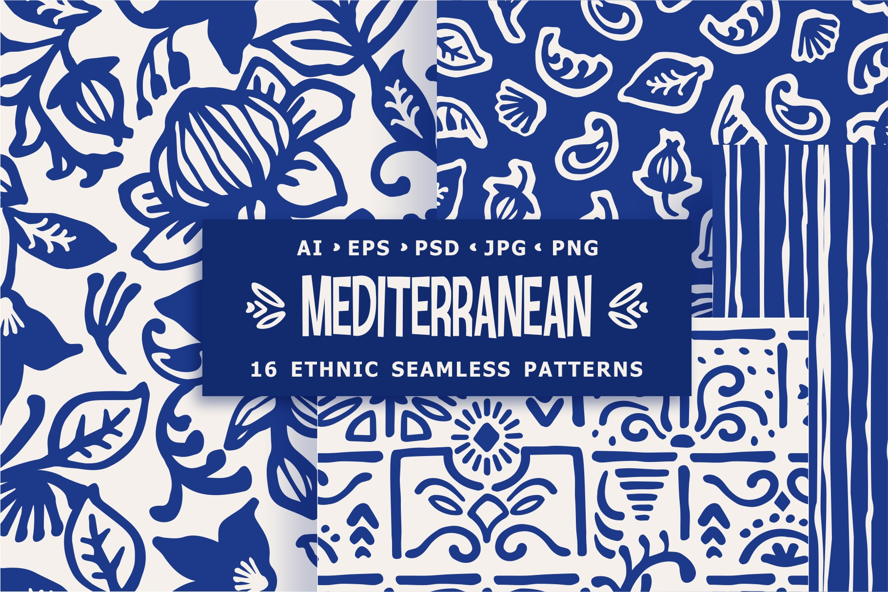 Mediterranean seamless patterns, a Pattern Graphic by Nadia Grapes