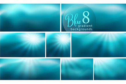 8 Blue blurred backgrounds