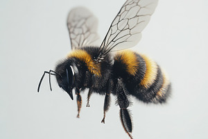 Bumblebee in Flight Detailed Closeup, an Animal Photo by Pixeness Studio