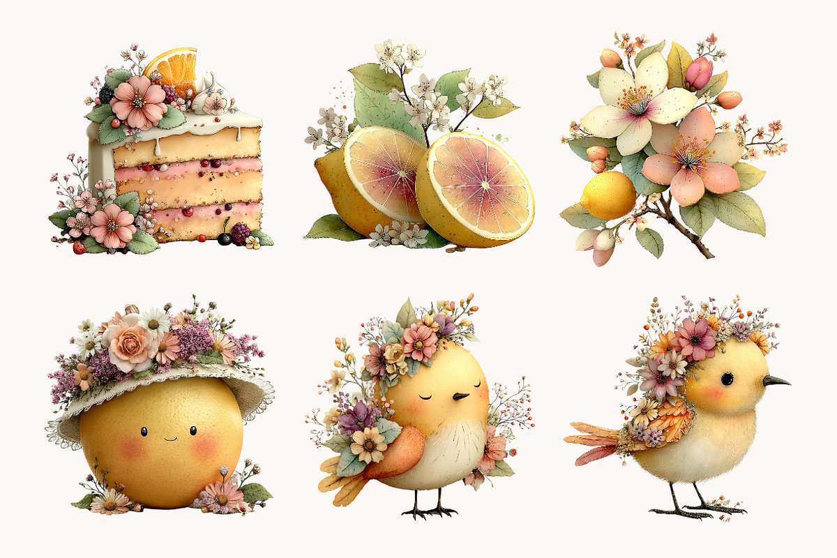 Whimsical Lemon Clipart, a Seasonal Illustration by Designworld (Photo 6 of 10)