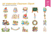 Watercolor Classroom Clipart, an Education Illustration by BerryPieArt (Thumbnail 2 of 4)