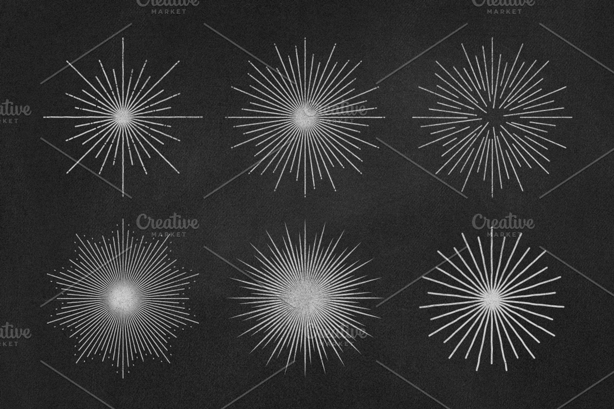 24 Retro Sunbursts - Set Vectors preview 3