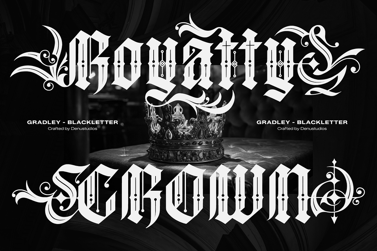 Gradley | Blackletter Font, a Blackletter Font by Denustudios (Photo 2 of 12)