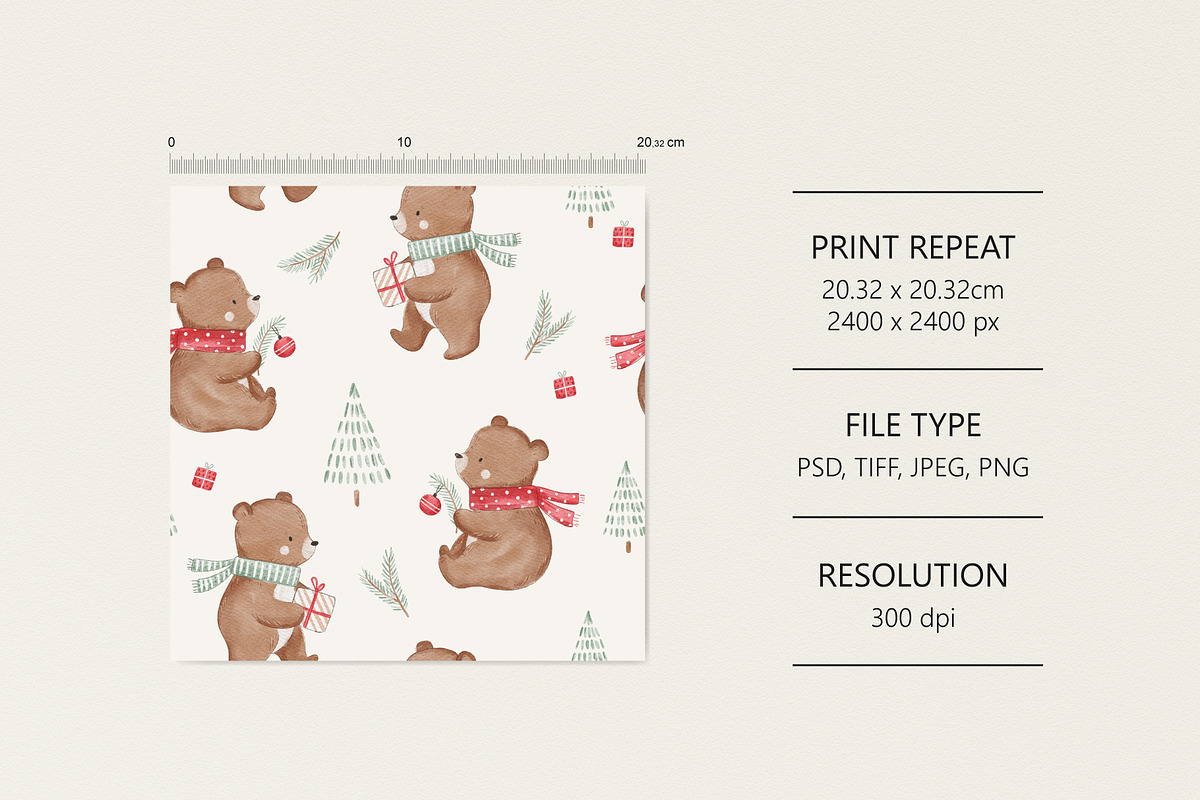 Christmas bear, a Pattern Graphic by Olena Kuznietsova (Photo 4 of 10)