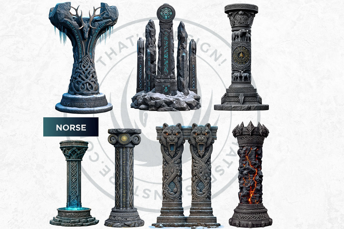 Fantasy Pillars & Monoliths Clipart, a Seasonal Illustration by ThatsDesignArt (Photo 4 of 10)