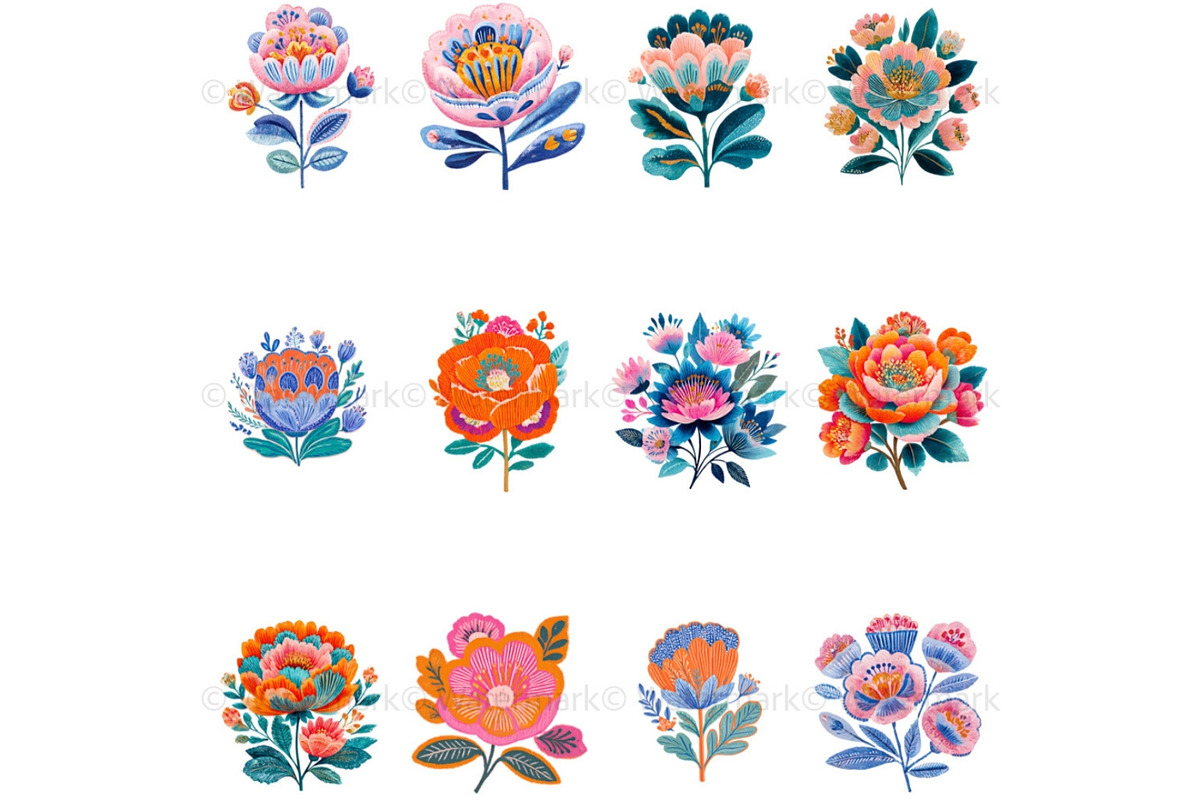 Abstract Boho Flowers Clipart Bundle, a Decorative Illustration by Nicole Branger Art (Photo 9 of 20)