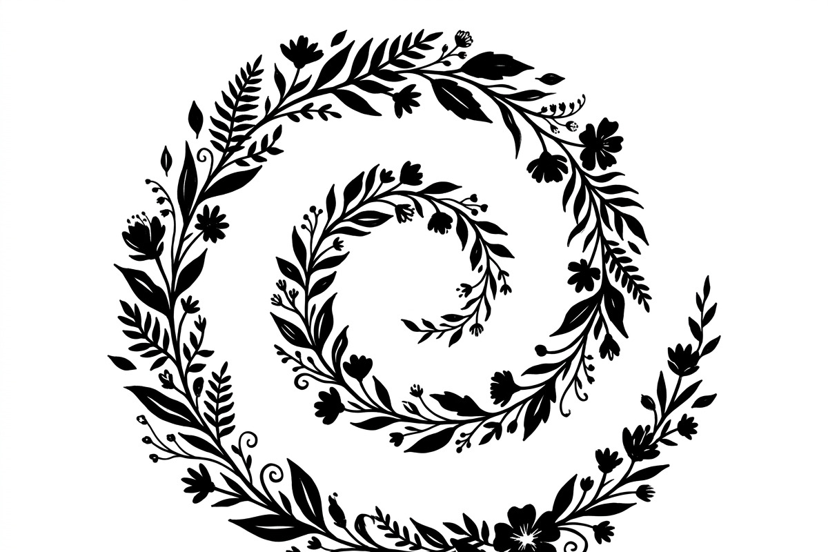 50 Elegant Floral Leaf Spiral Frame, a Decorative Illustration by Amazin_art (Photo 3 of 39)