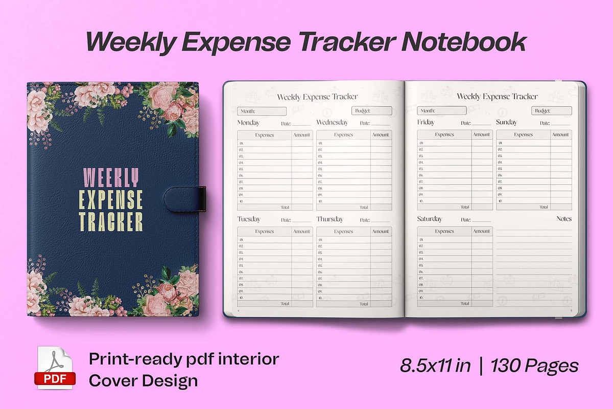 Weekly Expense Tracker Notebook, a Stationery Template by Graphic Template (Photo 1 of 2)