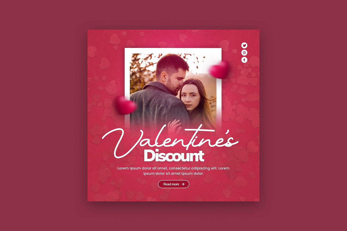 Valentine's Day Social Media Post, a Social Media Template by Saman Osama (Photo 1 of 2)