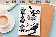 Stencil Birds on a branch, an Animal Illustration by MARYCRAFTIRIA (Thumbnail 3 of 3)