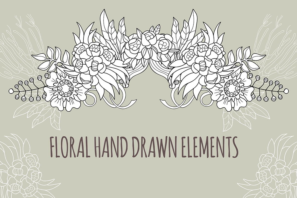 Floral elements doodle set ., an Object Graphic by RAINBOWIRMA (Photo 1 of 4)