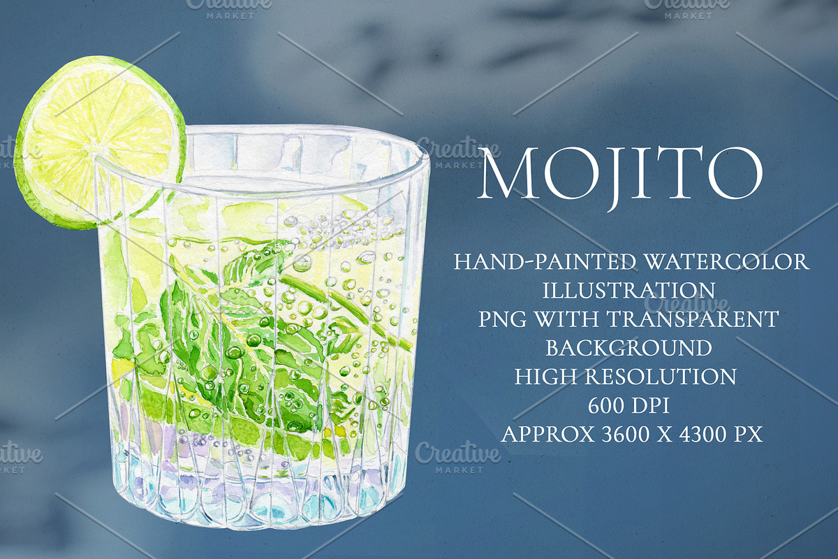 Mojito Watercolor Cocktail, a Food Illustration by Olexandra Mur (Photo 1 of 6)