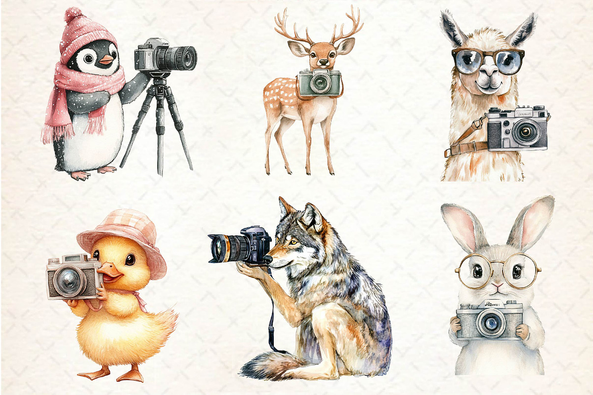 Cute Animals Photographer Clipart, an Illustration by Dream Creation (Photo 3 of 6)