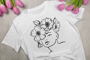 Line Art Women & Flowers Collection