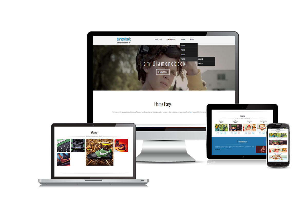 Diamondback Responsive Theme, a WordPress Template by Made in Cardiff (Photo 1 of 3)