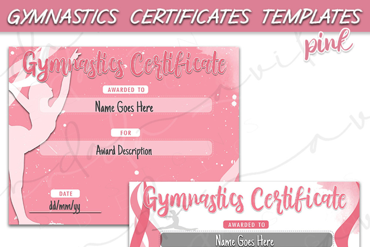 Gymnastics Sports Certificate Pink, a Stationery Template by Brenda Avila Designs (Photo 2 of 2)