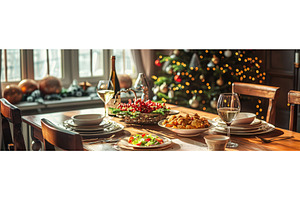 Bright holiday table set with wine, a Holiday Photo by piter.goskov