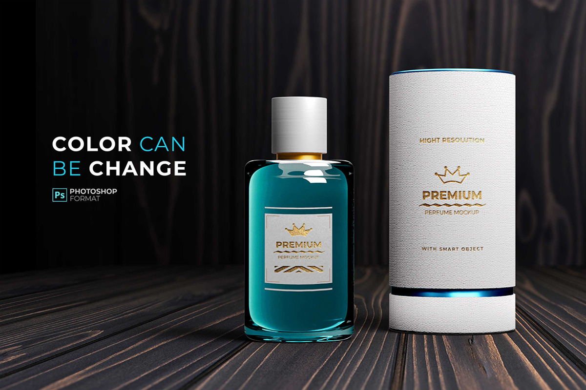 Premium Perfume Logo Mockup, a Packaging Mockup by Modaldesain (Photo 2 of 5)