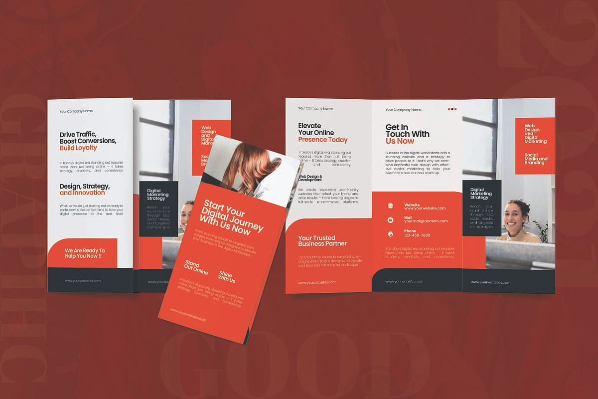 Digital Agency - Trifold Brochure, a Brochure Template by AQR Studio (Photo 2 of 2)