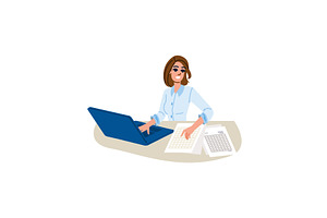 Accountant working with laptop and, a Person Illustration by pikepicture