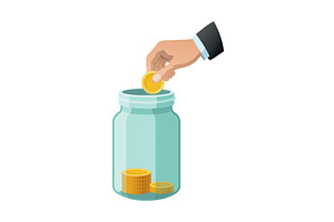 Investing bottle money, icon, a Finance Illustration by Things for designers