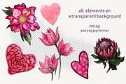 Hearts & Flowers Valentine clipart, a Pattern Graphic by Dina Guiter (Thumbnail 4 of 13)