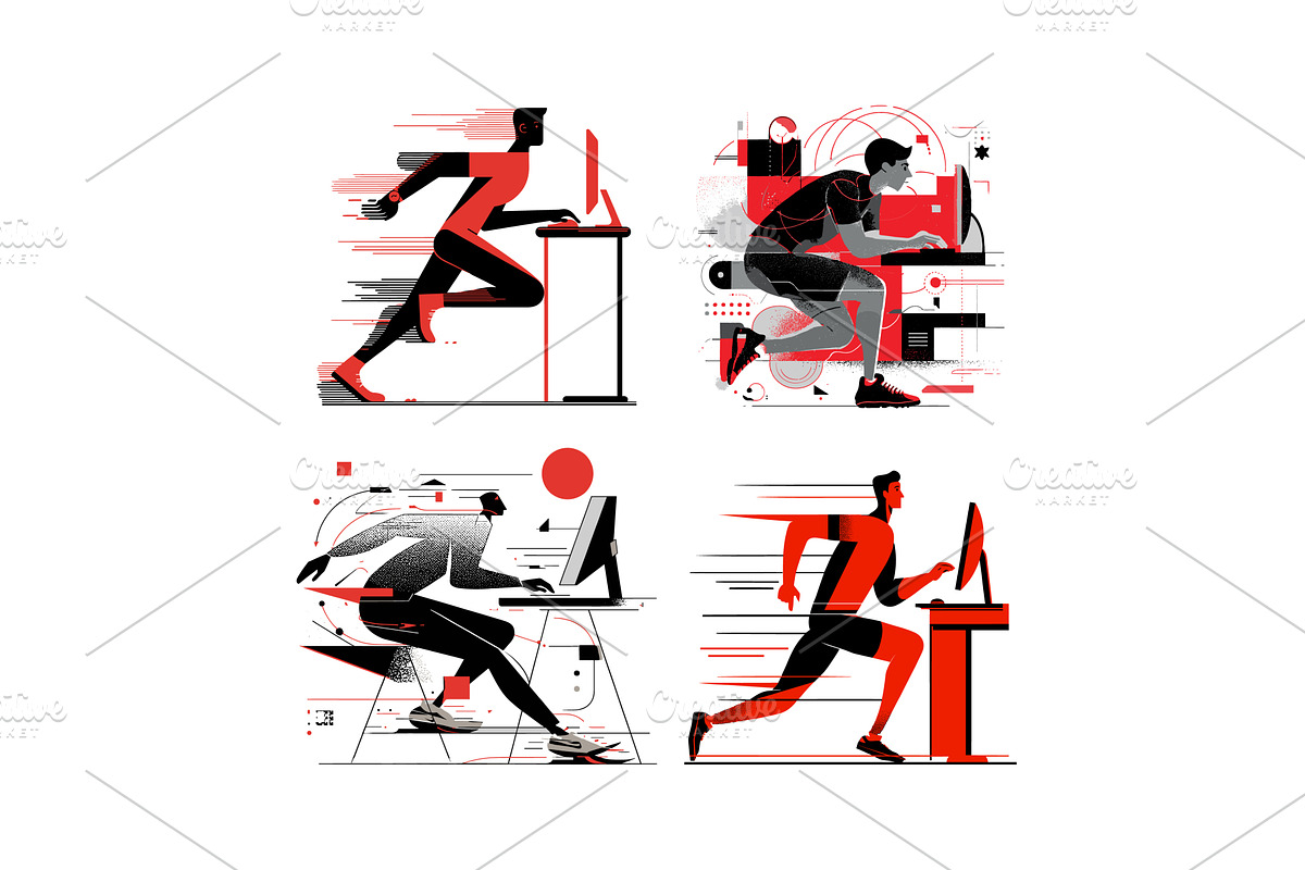 Office worker with computer cartoon, a Sport Illustration by Onyx