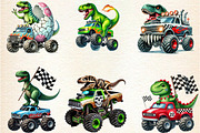 T-Rex Dinosaur Monster Truck, a Seasonal Illustration by DreamArtGraphic (Thumbnail 4 of 5)