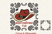 Cowboy Christmas Hat & Paisley SVG, a Seasonal Illustration by TanchaArt (Thumbnail 1 of 9)