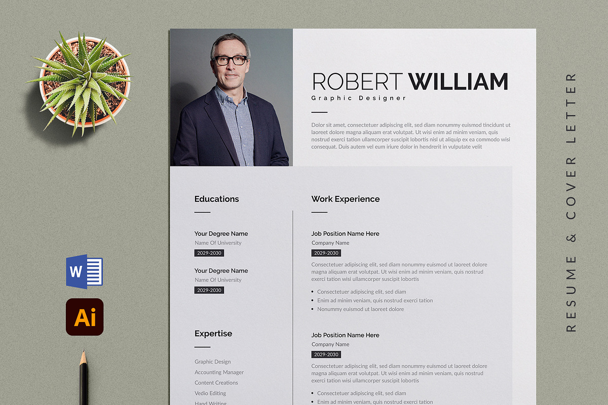 Modern Resume Template | Word, a Resume Template by Pixelpick (Photo 1 of 4)
