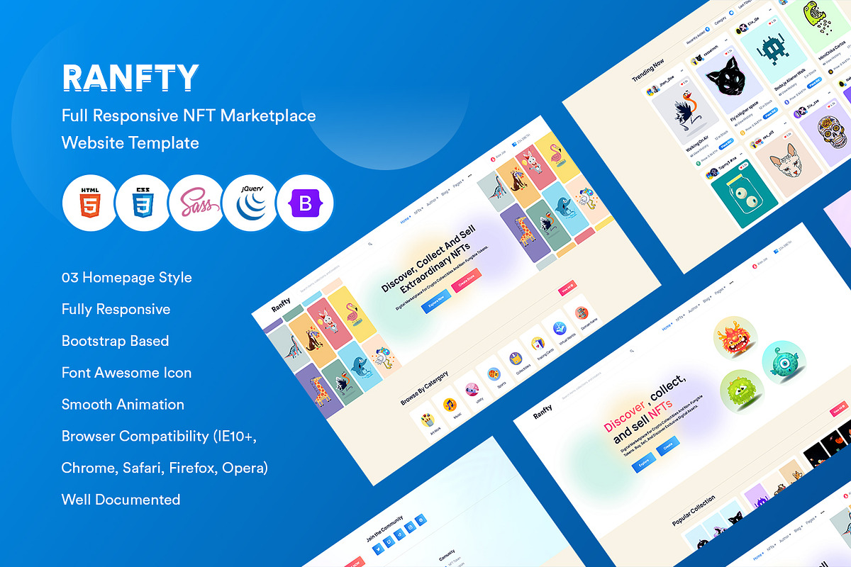 NFT Marketplace HTML Template, a Bootstrap Template by CodexCoder Themes