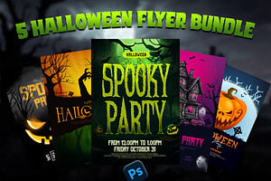 Halloween Poster/Flyer Bundle Vol.1, a Poster Template by Black Spade Design