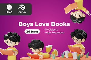 3D Book Lover Character