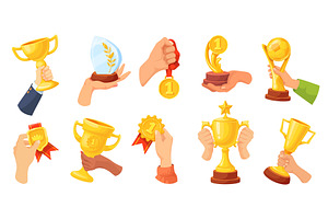 Hands hold trophy. Champion hand, a Sport Illustration by Stock-Smart-Start