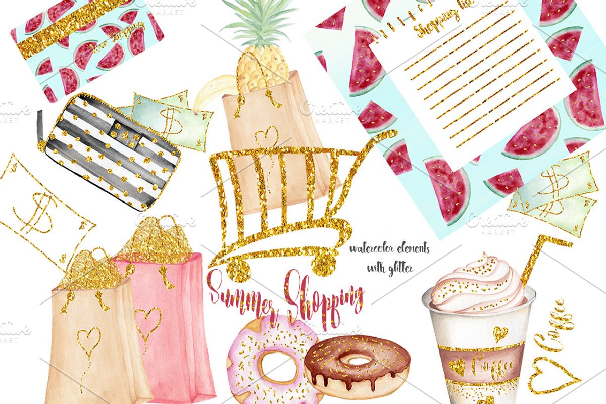 Shopping theme elements. Summer., an Illustration by WoodLFoxy
