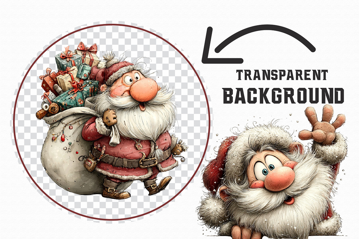 Christmas Pink vintage Santa Clipart, an Illustration by Libby Wishes (Photo 4 of 7)