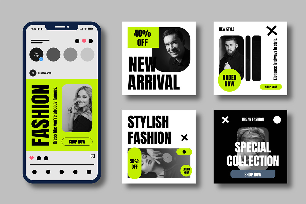 Creative Fashion Social Media Post, a Social Media Template by MightyDesign (Photo 2 of 8)