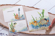 Underwater ocean watercolor clipart, an Animal Illustration by Yuliya Derbisheva (Thumbnail 2 of 10)