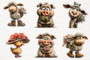 Whimsical Quirky Farm Animals png, an Animal Illustration by Watercolor design (Thumbnail 3 of 6)