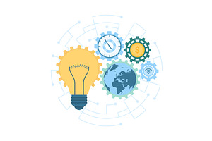 Digital creative solution, global, a Technology Illustration by Flashvector