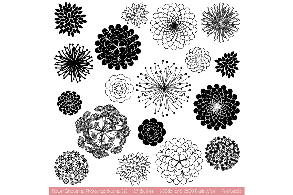 Flower Silhouettes Photoshop Brushes preview 8