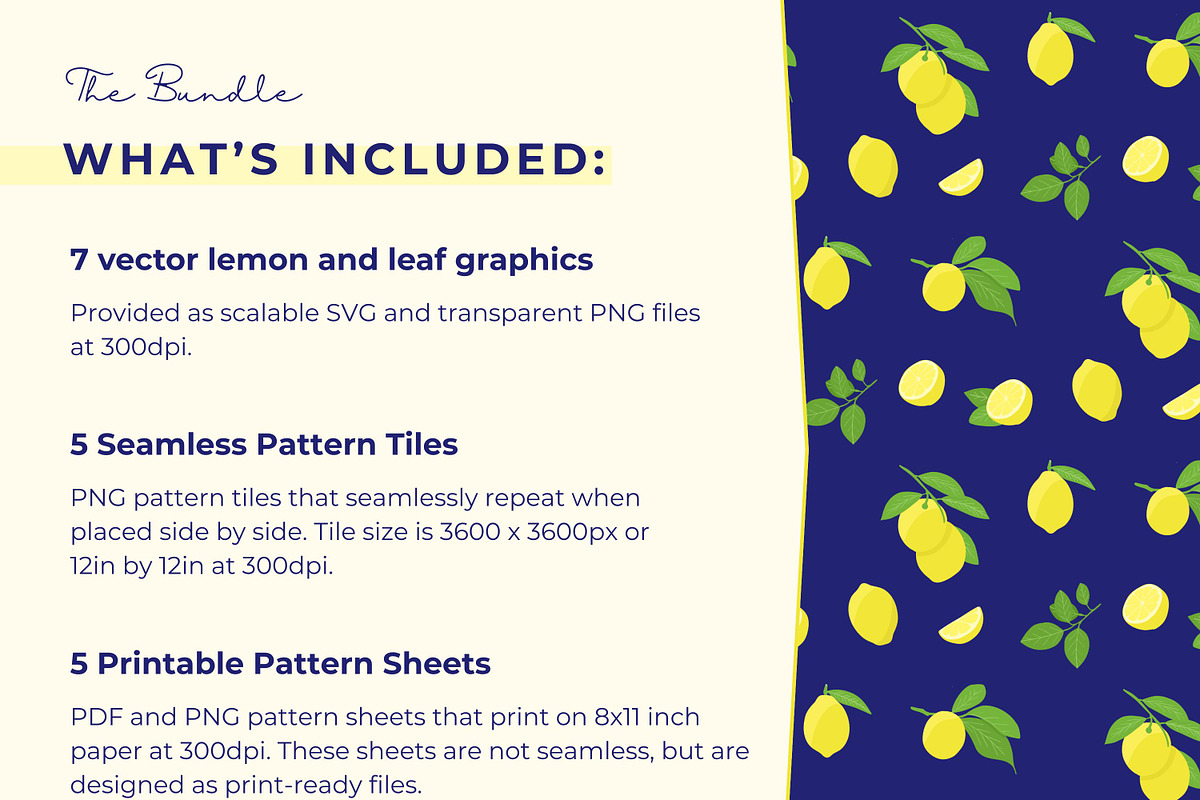 Lemon Patterns & Graphics Bundle, a Pattern Graphic by Fern & Quill (Photo 5 of 7)