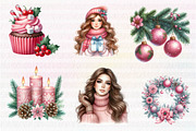 Pink Christmas Clipart PNG, an Illustration by CreationArt (Thumbnail 4 of 5)