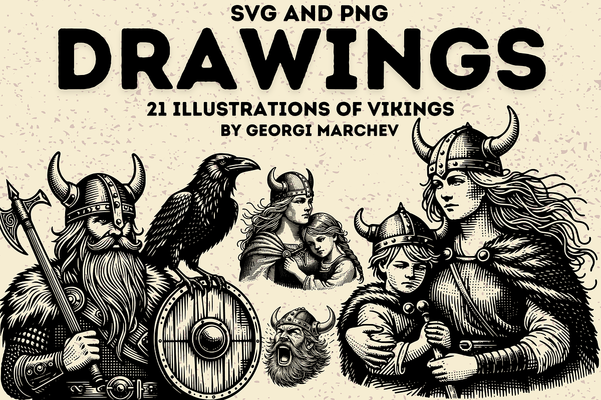 Viking Illustrations Bundle SVG PNG, a Person Illustration by Ray Crimson