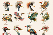 WHIMSICAL FOLK CRANE BIRD CLIPART, an Animal Illustration by Daring Digies (Thumbnail 3 of 9)