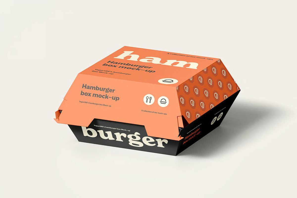 Hamburger Box Mockup, a Packaging Mockup by zippypixelstudio (Photo 2 of 8)