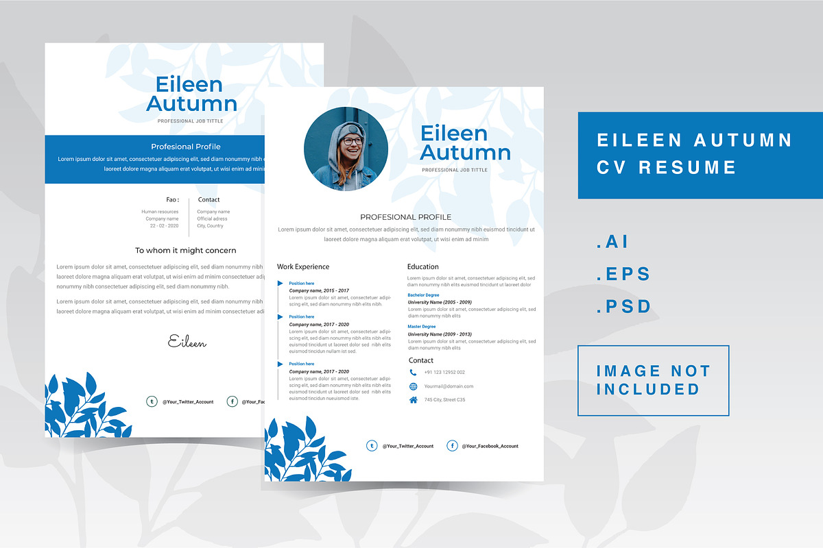 Eileen Autumn - CV Resume Template, a Resume Template by QueenType