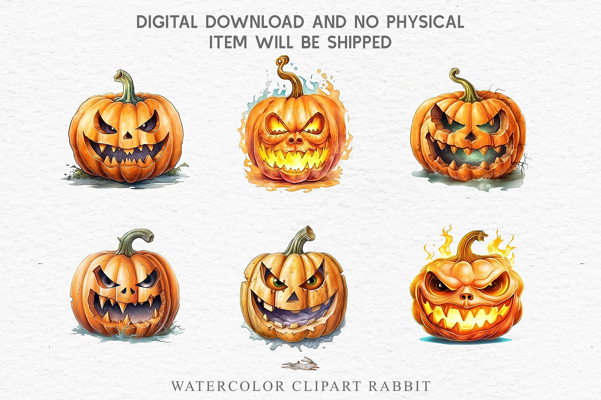 Scary Halloween Pumpkin Face Spooky, a Seasonal Illustration by Rabbit Heart (Photo 6 of 10)