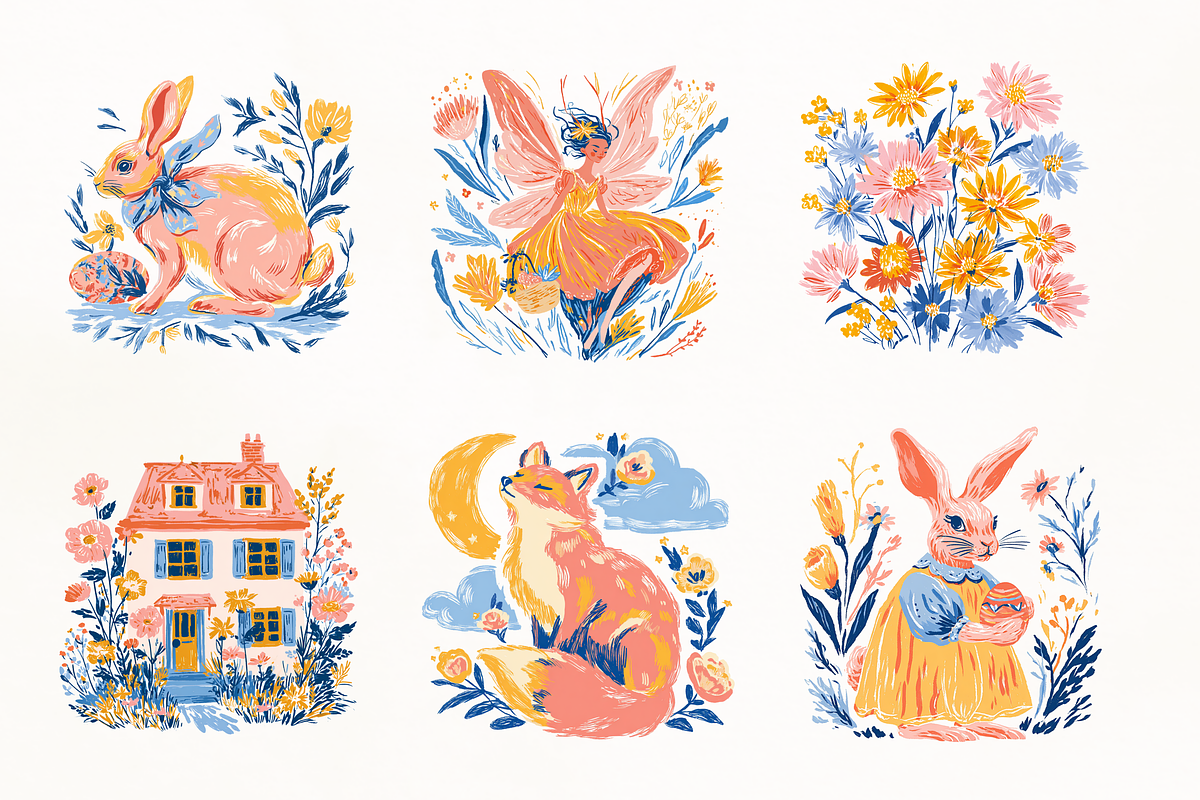 Whimsy Pastoral Spring & Easter Set, a Decorative Illustration by GiraffeCreative (Photo 6 of 21)